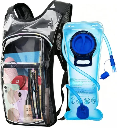 Mochila de hidratación, mochila de agua con vejiga de hidratación de 2 litros, mochila de hidratación para rave, esencial para festivales,