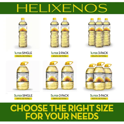Vista 9 de HELIXENOS Aceite de girasol alto en oleico – Refinado, desodorizado e invierno, sin OMG, sin gluten, aceite de cocina saludable para el corazón