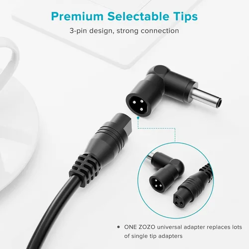 Vista 5 de Cargador de voltaje automático para laptop ZOZO 90W AC, adaptador de voltaje 15-20V con puntas de multivoltaje para HP, Dell, Toshiba, IBM, Lenovo