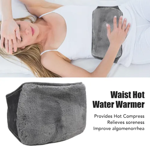 Vista 5 de Uterus - Cinturón de cintura de calentamiento gris oscuro, ajustable, grueso, suave, para botella de agua caliente, para calentar el dolor