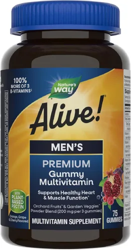Nature's Way Alive! Multivitamínico de goma prémium para hombre, complejo vitamínico Full B para apoyar el metabolismo energético diario*, 75 gomitas