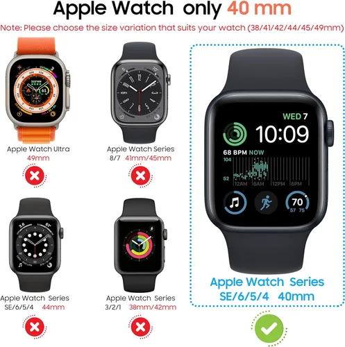 Vista 2 de Suoman para Apple Watch Protector de Pantalla de Vidrio Templado de 40 mm, [Aspecto Ultra] Funda Protectora Dura de PC para Todo el Contorno