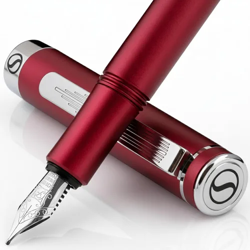 Vista 24 de Scriveiner Pluma Estilográfica EDC de Lujo (Mediana), Impresionante Pluma de Bolsillo Negra de Lujo, Chapado en Oro Real, Plumín Dorado Schmidt
