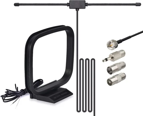 Bingfu Antena dipolo de radio FM de 75 ohmios Antena de bucle AM para receptor estéreo en el hogar Pioneer interior Onkyo Yamaha Marantz Radio FM AV