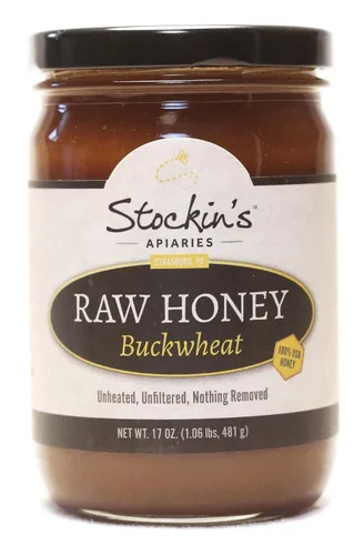 Vista 9 de Stockin's Apiaries Miel de trigo sarraceno cruda, sin calentar, sin filtrar y nutritiva, 10 onzas.