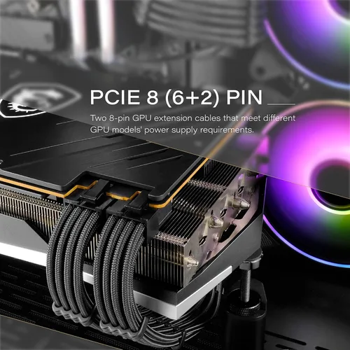 Vista 3 de EZDIY-FAB - Extensión de cable PSU con manga personalizada Mod GPU PC fuente de alimentación de nylon suave trenzado con kit de peine 24PIN/8PIN a