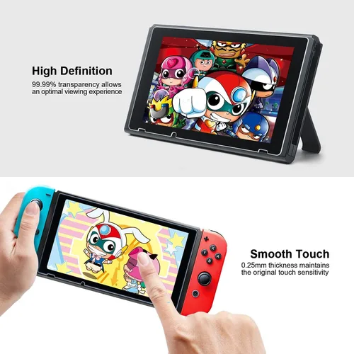 Vista 6 de ivoler 3protectores de pantalla de cristal templado para Nintendo Switch transparentes HD antiarañazos compatibles con Nintendo Switch