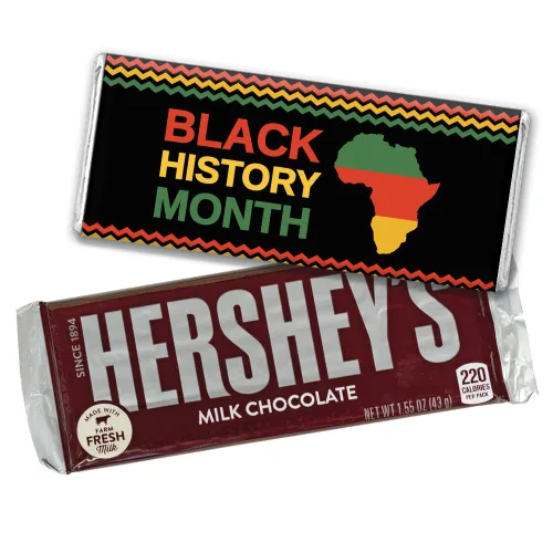 Barras y envoltorios de chocolate personalizados de 12 quilates del mes de la historia negra (paquete de 12), no requiere montaje