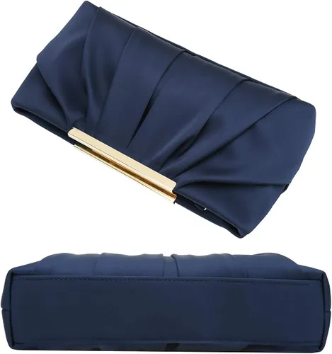 Vista 5 de CHARMING TAILOR Bolso de noche elegante plisado de satén formal simple y elegante para mujer