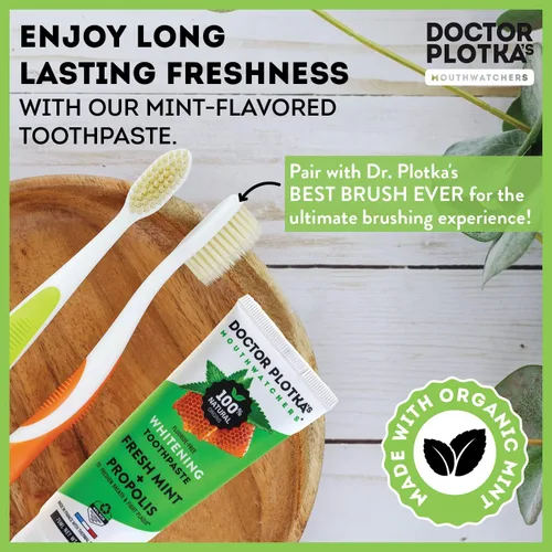 Vista 7 de Pasta de dientes sin flúor, pasta de dientes hidroxiapatita para adultos, propóleos orgánicos, ingredientes de origen natural para blanquear