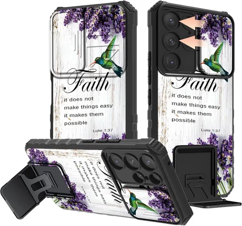 Vista 8 de Rossy Funda para Samsung Galaxy S23 Ultra, Galaxy S23 Ultra 2023 con cubierta deslizante para cámara con función atril, funda protectora híbrida