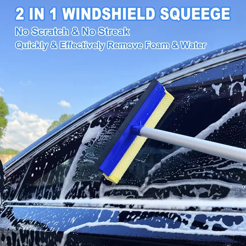 Vista 3 de NIKCOSMK Kit de Cepillo de Lavado de Automóvil de 62" - Manopla, Trapeador, Esponja y Mango Largo, Cabezal de Repuesto de Chenille Sin Rayones