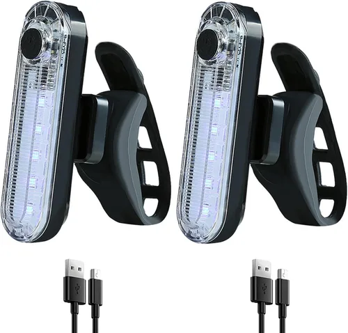 Vista 8 de Paquete de 2 luces LED recargables por USB para bicicleta, luz trasera de bicicleta, reflector, luz de seguridad, impermeable, brillante, luz