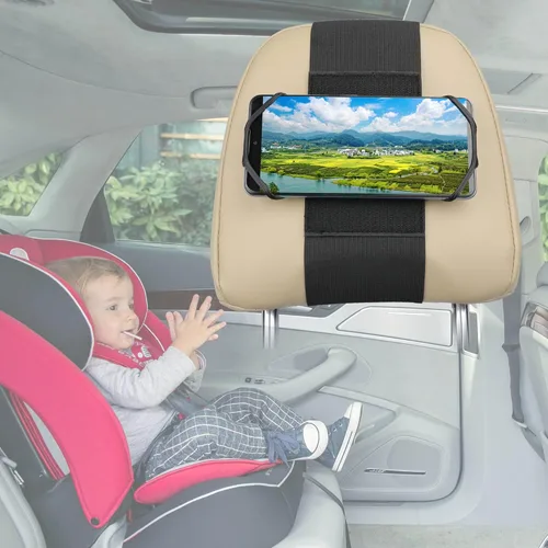 Soporte de teléfono para reposacabezas de automóvil se adapta a todos los teléfonos celulares y dispositivos de 3.5-7 pulgadas Soporte de teléfono