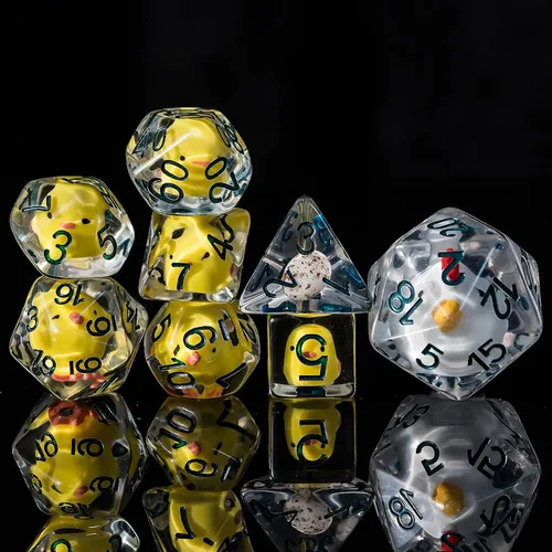 Vista 43 de Cusdie Dados DND de 7 Dados, Juego de Dados Poliédricos Rellenos con Animal, para Juego de Rol D&D Dados (Águila)