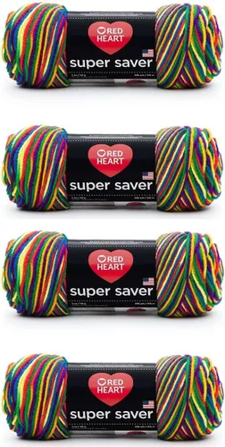 Bulk Buy - Red Heart Super Saver - Hilo mexicana - Paquete de 4 unidades de 4.97 oz/5 onzas - Acrílico - 4 medianos (peinado) - 364 yardas -