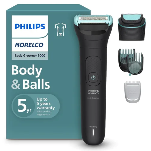 Vista 10 de Philips Norelco Body Groomer 5000 Series, Afeitadora y recortadora de vello íntimo para hombres con cabezales de afeitado y recorte completos