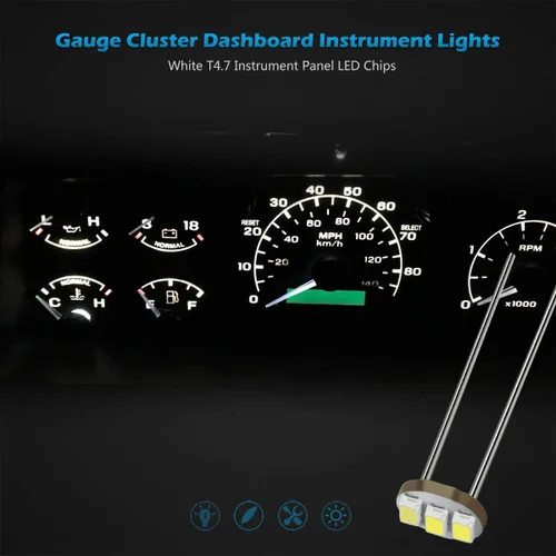 Vista 5 de Partsam 20pcs 0.185 in-12v coche blanco mini bombillas lámparas indicador racimo velocímetro iluminación de fondo