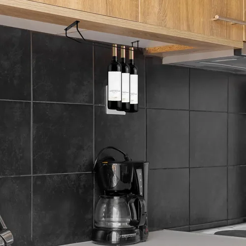 Vista 5 de Garneck Metal Bottle Holder Wine Storage Rack Single Row 33.8cm Iron Wire Wine Bottle Stand for Home Kitchen Dining Room