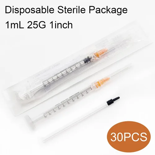 Vista 7 de 30 paquetes de jeringa de 0.03 fl oz con aguja calibre 25 de 1