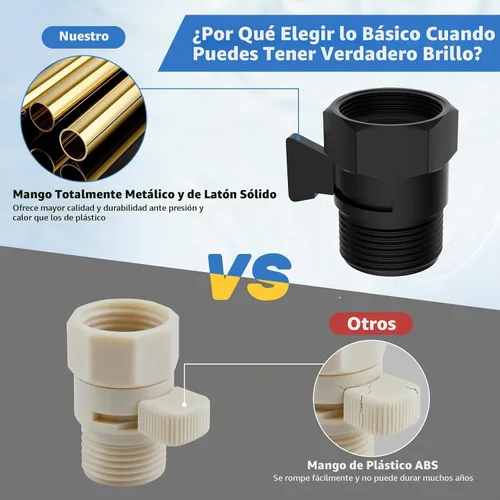Vista 6 de Hibbent Paquete de 1 Válvula de Control de Flujo de Cabezal de Ducha Completamente Metálica, Válvula de Cierre de G1/2 de Latón con Manija de Negro