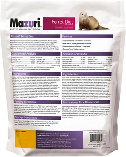 Vista 2 de Mazuri Alimento nutricionalmente completo para hurones Bolsa de 5 libras (5 lb.)