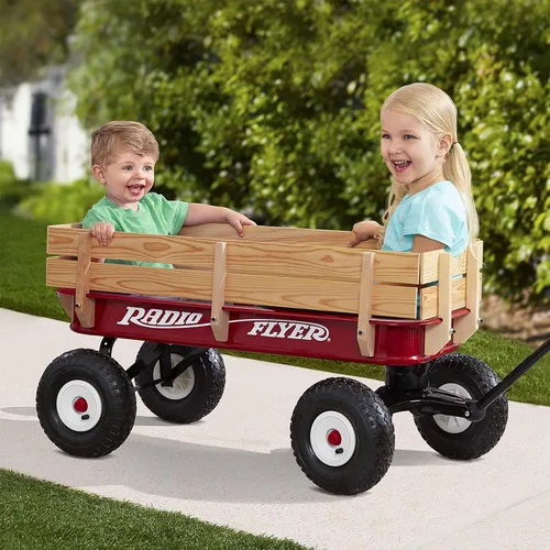 Vista 7 de 32 vagones de acero y madera todo terreno Radio Flyer , Rojo