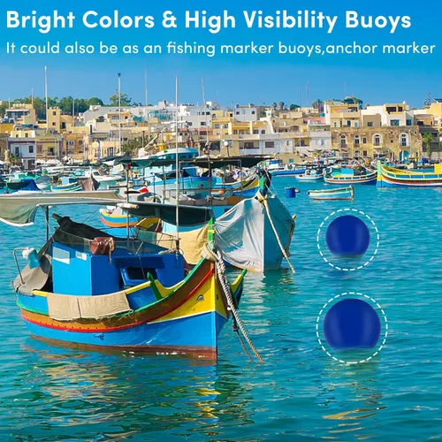 Vista 5 de Bolas de Boya de Barco de 10/12/15 Pulgadas, Boya de Ancla Flotante Redonda, Guardabarros de Barco Inflables de Vinilo, Boyas de Anclaje de Barco