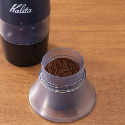 Vista 5 de Kalita Molino de café, molinillo de mano, funciona con pilas, molinillo de café, azul ahumado, tiro G15 # 43038