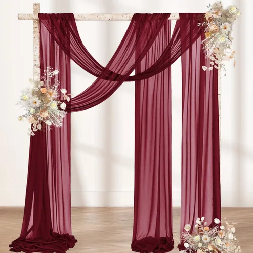 Vista 22 de MLMW Tela de Drapeado para Arco de Boda 2 Paneles 29" x 20 Pies Rosa Pascua Transparente Cortinas de Telón de Fondo para Arco de Boda Cortina al