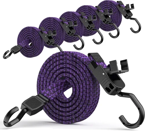 Vista 8 de Cuerdas elásticas resistentes para exteriores, cuerdas elásticas largas y ajustables con ganchos planos, correas elásticas de goma de alta