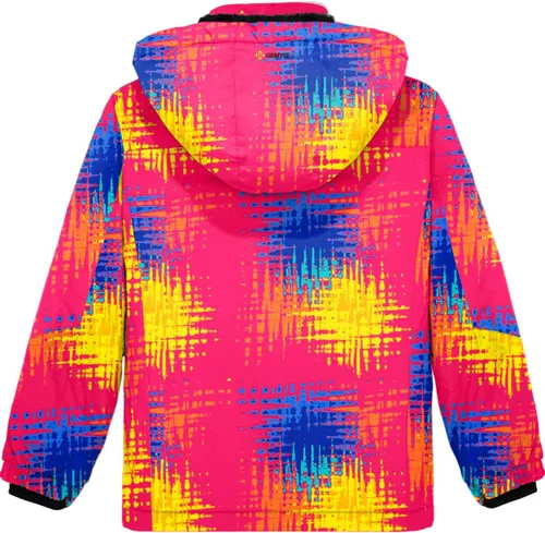 Vista 2 de GEMYSE Chaqueta de esquí impermeable para niña, chaqueta de invierno a prueba de viento con capucha