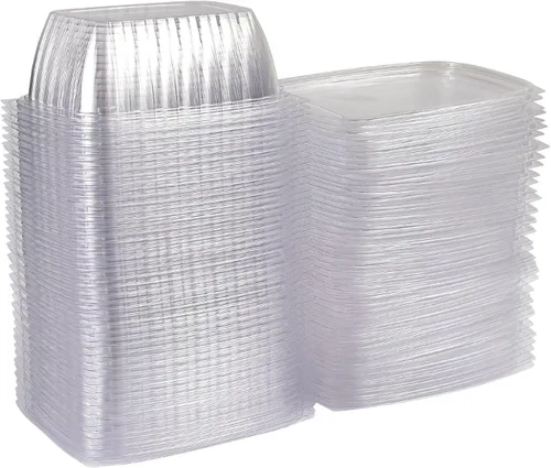 Vista 18 de ECO PRODUCTS Recipientes rectangulares transparentes compostables de 8 onzas con tapas, paquete de 100, preparación de comidas, hechos de plástico