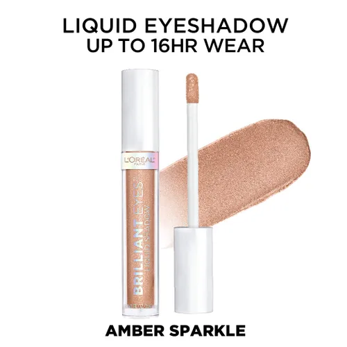 Vista 3 de L'Oreal Paris Brilliant Eyes - Sombra de ojos líquida con destello, brillo duradero de larga duración, resistente a pliegues, a prueba