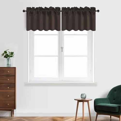 Vista 35 de Aquazolax Half Window Curtains 24 Inch Length, 28" Wide Rod Pocket Small Window Treatment for Kitchen, Bathroom, Camper, Beige, 2 Panels Set