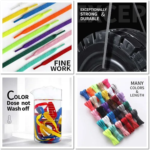 Vista 6 de VSUDO Flat Shoe Laces for Sneakers, Shoelaces for Sneakers, Athletic Shoelaces