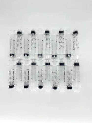 Vista 7 de Paquete de 20 jeringas de plástico con punta de bloqueo Luer, selladas individualmente estériles, sin aguja (bloqueo Luer de 0.11 fl oz)