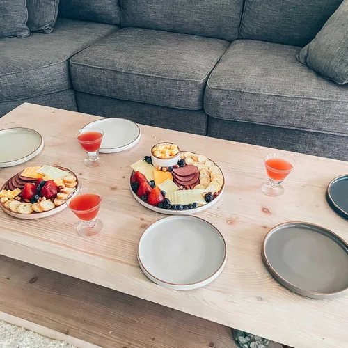 Vista 7 de Mora - Juego de platos planos de cerámica de 6 a 8 pulgadas, platos de postre, ensalada, aperitivo, almuerzo pequeño, etc. Apto para microondas