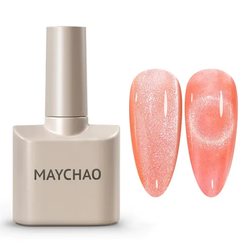 Vista 74 de MAYCHAO Esmalte de uñas en gel de ojo de gato con amatista dorada, 1 pieza de esmalte de gel de ojo de gato de terciopelo Mirage para remojar