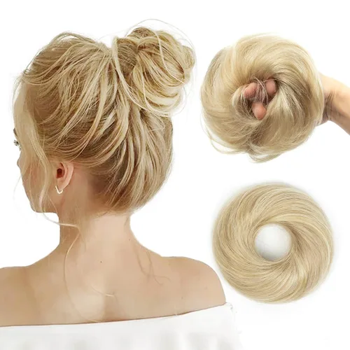 isheeny Moño de Cabello Humano 100%, Moño Desordenado Pieza de Cabello Extensiones de Cabello Humano Real Moño de Cabello Rizado Natural Piezas de