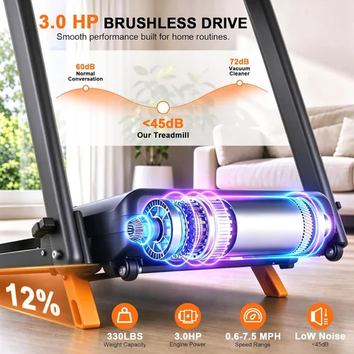 Vista 7 de MEE GOO Walking Pad Treadmill with 12% Incline and Handle Bar, 2 in 1 Under Desk Treadmill for Home Office, 0.6-7.5 MPH, 330 LBS Capacity, Remote