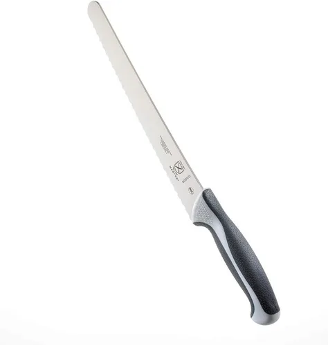Vista 4 de Mercer Culinary Millennia Colors - Cuchillo para pan de acero inoxidable, borde ondulado de 10 pulgadas de ancho, color gris