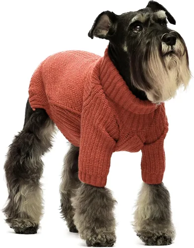 Vista 18 de Fitwarm Suéter de cuello alto para perro, abrigo térmico de punto para mascotas, ropa de invierno para perros pequeños, ropa de gato, negro, XS