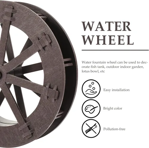 Vista 6 de Yardwe Fuente Rueda de agua Decoración de cascada Accesorios de joyería Decoración de pecera Rueda de simulación Modelo de rueda de tanque de peces