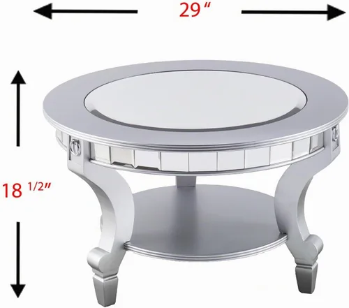Vista 3 de SEI Furniture Lindsay Glam - Mesa de centro redonda con espejo, color plateado
