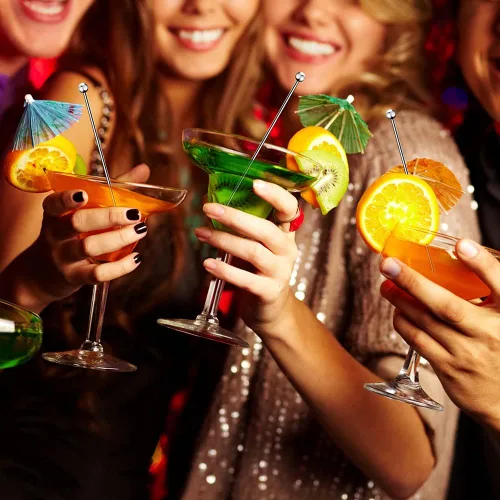 Vista 2 de 20 palillos de cóctel para bebidas, palillos de dientes de cóctel de acero inoxidable largos, brochetas de cóctel reutilizables, palillos de martini