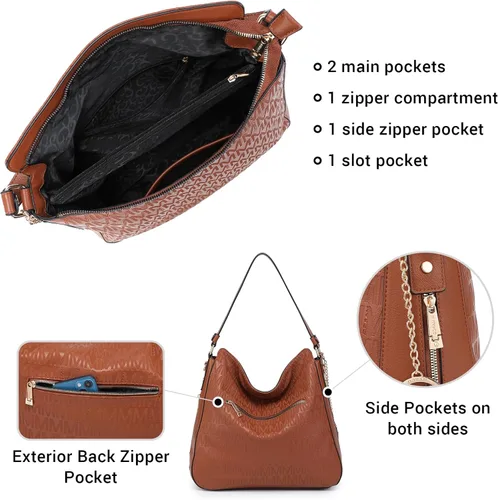 Vista 5 de Large Hobo Purses and Handbags for Women Vegan Leather Shoulder Crossbody Bag with Wallet