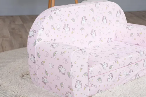Vista 50 de Delsit Sofá infantil para niños pequeños – Sofá convertible de espuma 2 en 1 a tumbona, cómoda silla abatible para niños, fabricada en Europa