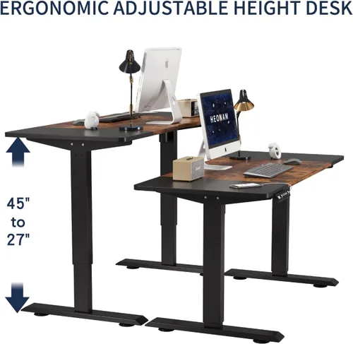 Vista 40 de Escritorio eléctrico de pie en forma de L, escritorio esquinero de altura ajustable de 59 pulgadas con ajustes preestablecidos de memoria, ideal