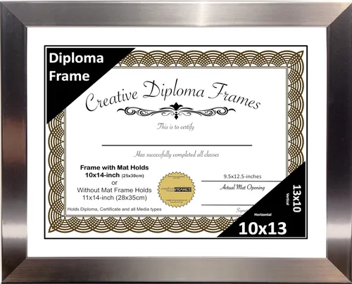 Vista 32 de Creative Picture Frames Carnegie - Marco de diploma de acero inoxidable con acabado de acero inoxidable de 12 x 16 pulgadas con vidrio negro